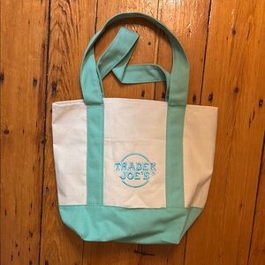 Teal mini Trader Joe’s tote bag